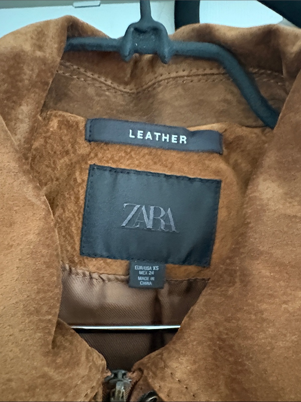 Zara Leather Suede Jacket in Cognac Brown - Picture 3 of 7